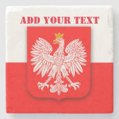 ポーランド国旗のワールドカップ2022サッカーサッカーポルスカ ストーンコースター (正面)