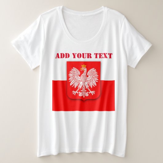 ポーランド国旗のワールドカップ2022サッカーサッカーポルスカ プラスサイズTシャツ (デザイン正面)