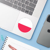 ポーランド国旗の丸いシール シール (ノートパソコンとiPhone)