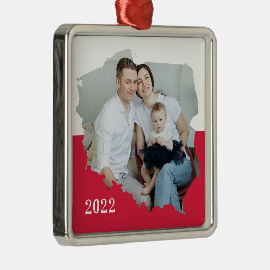 ポーランド国旗の切り取り写真 メタルオーナメント (右)