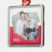 ポーランド国旗の切り取り写真 メタルオーナメント (左)