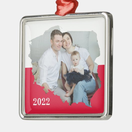 ポーランド国旗の切り取り写真 メタルオーナメント (左)