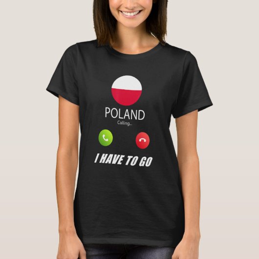 ポーランド国旗の土産ポーランドが電話している Tシャツ (正面)