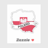 ポーランド国旗の地図 シール (シート)
