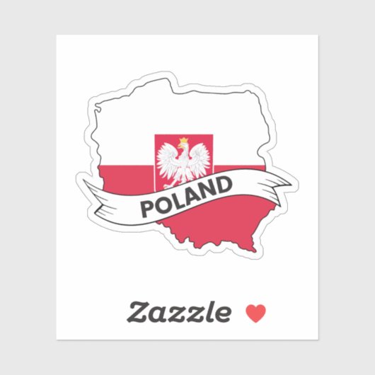 ポーランド国旗の地図 シール (シート)