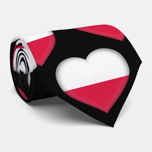 ポーランド国旗の色ハート模様ネックタイ ネクタイ (ロール)