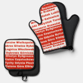 ポーランド国旗の色（都市） 鍋つかみ&鍋敷きセット (正面/裏面)