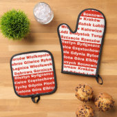 ポーランド国旗の色（都市） 鍋つかみ&鍋敷きセット (トップダウン)