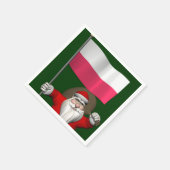 ポーランド国旗を持つサンタクロース スタンダードカクテルナプキン (角)