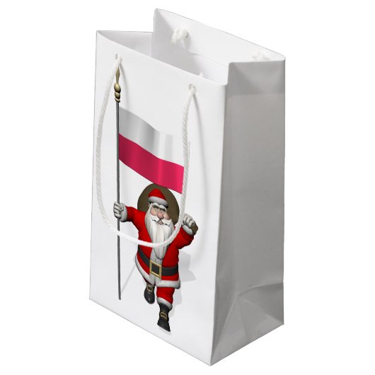 ポーランド国旗を持つサンタクロース スモールペーパーバッグ (裏面アングル)