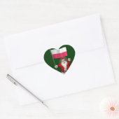 ポーランド国旗を持つサンタクロース ハートシール (封筒)