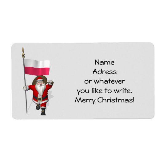ポーランド国旗を持つスイートサンタクロース ラベル (正面)