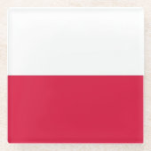 ポーランド国旗を掲げたガラスコアスター ガラスコースター (正面)