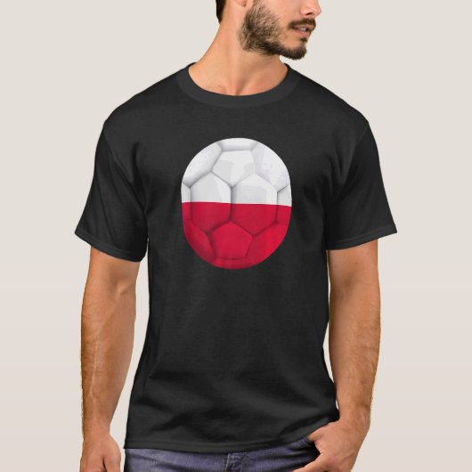 ポーランド国旗サッカーサッカーポーランドサッカーサッカーファン Tシャツ (正面)
