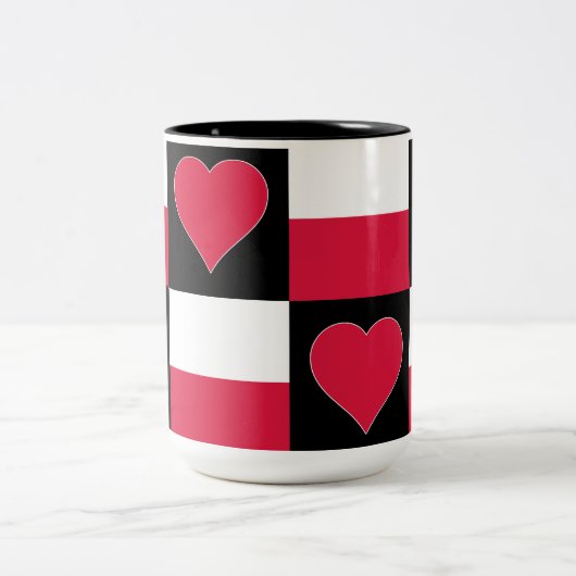 ポーランド国旗ハート模様愛国的ポーランドプライド ツートーンマグカップ (中央)