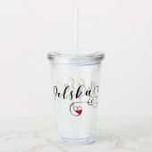 ポーランド国旗ハート、ポーランド語文字ポルスカ アクリルタンブラー (正面)