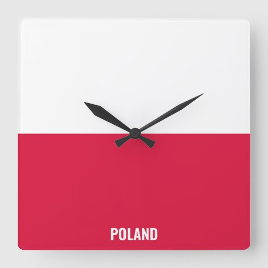 ポーランド国旗愛国 スクエア壁時計 (正面)