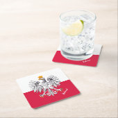 ポーランド国旗&イーグル結婚、ポーランド、パーティー/スポーツ スクエアペーパーコースター (インサイチュ)