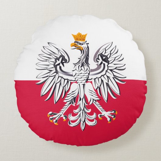 ポーランド国旗&イーグル,ポーランドの休日ファッション/スポーツ ラウンドクッション (正面)