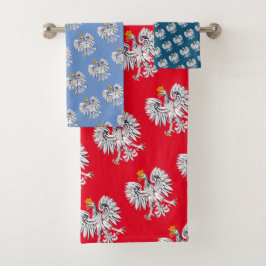 ポーランド国旗&イーグル、ポーランド旅行、休日/スポーツ バスタオルセット