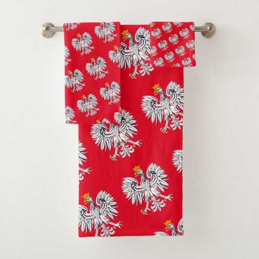 ポーランド国旗&イーグル、ポーランド旅行、休日/スポーツ バスタオルセット (インサイチュ)