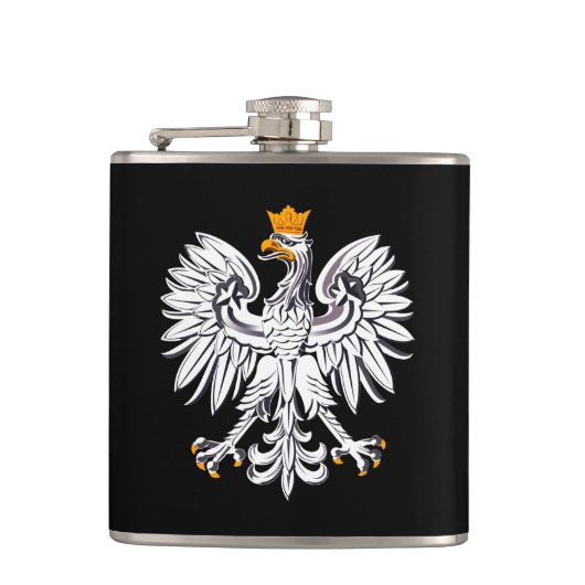 ポーランド国旗&イーグル、旅行ポーランド/スポーツファン フラスク (正面)