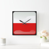 ポーランド国旗 スクエア壁時計 (ホーム)
