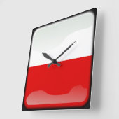 ポーランド国旗 スクエア壁時計 (傾斜)