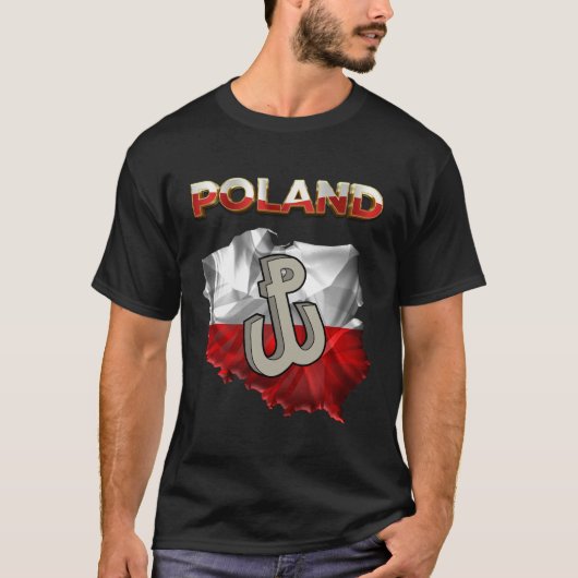 ポーランド国旗「ポーランド」文字・格闘ポーランドS Tシャツ (正面)