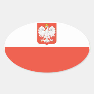 ポーランド国旗 楕円形シール