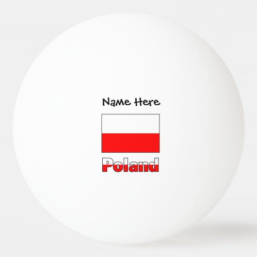 ポーランド国旗 黒 パーソナライズ 卓球ボール (正面)