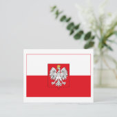 ポーランド国旗w COA(光)ポストカード ポストカード (スタンド正面)