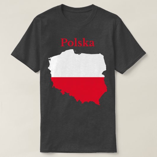 ポーランド地図国旗のデザイン Tシャツ (デザイン正面)