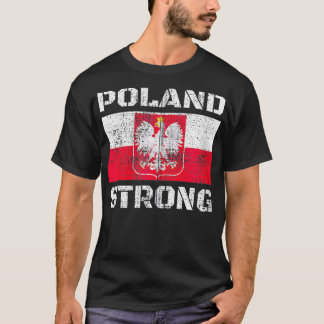 ポーランド強力なサポートポーランドプライド旗男女性 Tシャツ