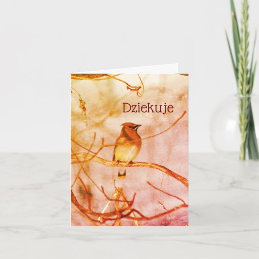 ポーランド感謝Dziekuje自然アートカード サンキューカード (正面)