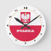 ポーランド時計モダン、ホームデコール、ポーランド国旗 ラウンド壁時計 (正面)