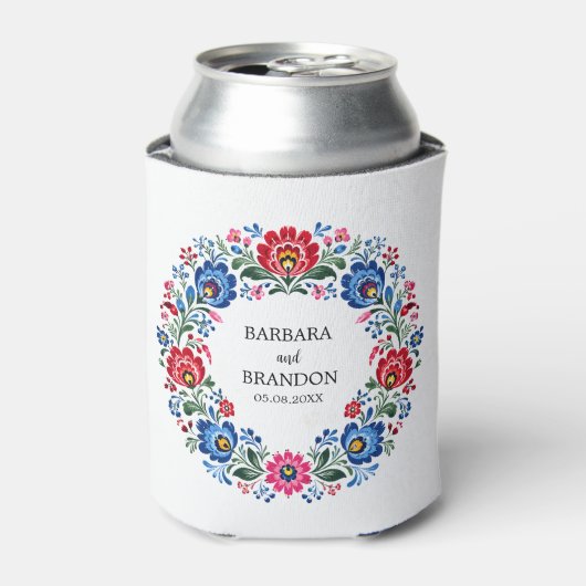 ポーランド民俗 ポーランドの花 伝統的 ヴィンテージ 缶クーラー (缶正面)