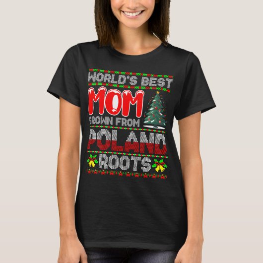 ポーランド生まれの世界で一番のママのクリスマスギフト Tシャツ (正面)