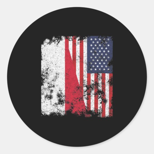 ポーランド米国国旗 – ハーフアメリカン ラウンドシール (正面)