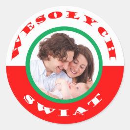 ポーランド系アメリカ人クリスマスフォトシール ラウンドシール