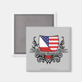 ポーランド系アメリカ人シールド国旗 マグネット (正面/裏面)