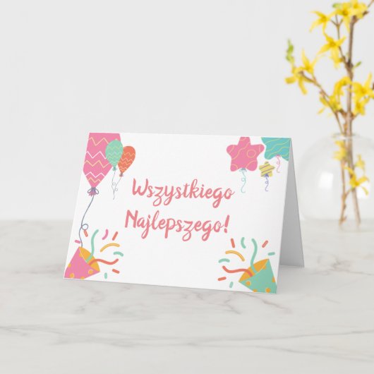 ポーランド誕生日カード カード (黄色い花)