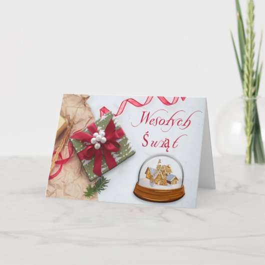ポーランド語かPolski -メリークリスマスかWesołych Świąt シーズンカード (正面)