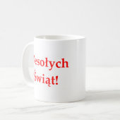 ポーランド語で楽しいクリスマスを コーヒーマグカップ (正面左)
