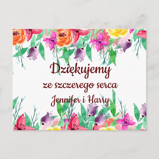 ポーランド語で「ありがとう」Dziękuję ポーランド ギフト ポーランド語 ポストカード (正面)