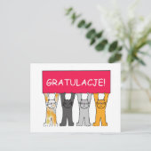 ポーランド語でgratulacjeおめでとう ポストカード (スタンド正面)