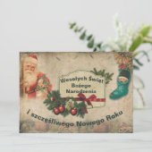ポーランド語でWesowaychシブントヴィンテージクリスマスカード 案内状 (スタンド正面)