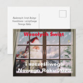 ポーランド語のクリスマスカード Wesołych Świąt 新年 ポストカード (正面/裏面)