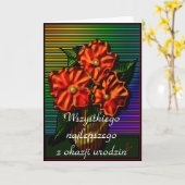 ポーランド語のハッピーバースデー カード (黄色い花)
