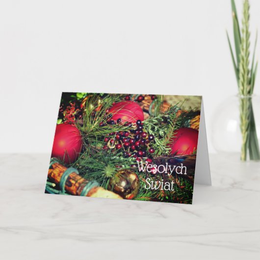 ポーランド語の聖降誕祭の挨拶エレガントの飾り シーズンカード (正面)
